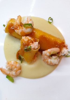 A picture of Cannelloni with Shrimp, Buffalo Ricotta, and Cannellini Beans.