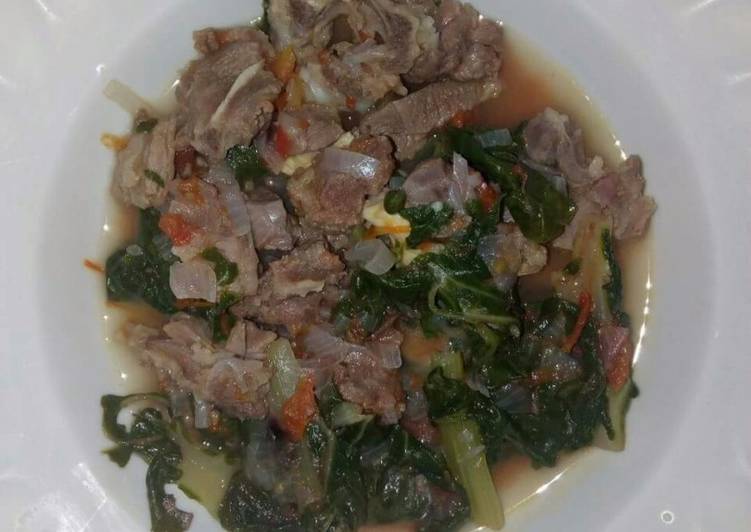 Steps to Prepare Speedy Boiled goat and spinach