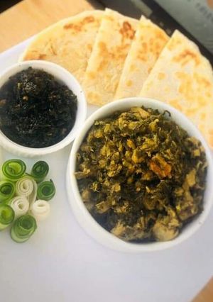 A picture of Moli ki sabzi or moli ke patty (crispy Reddish Leaves).