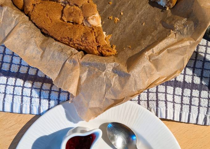 Simple Way to Make Award-winning White Chocolate Skillet Cookie & Raspberry Coulis