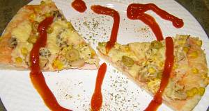 Sonkás, gombás pizza recept recept fotó