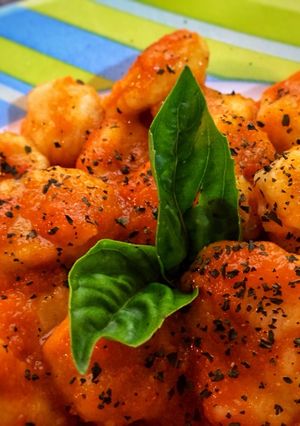Una foto de Gnocchi Ñoquis de Plátano Maduro con Salsa #lacocinadegiri
