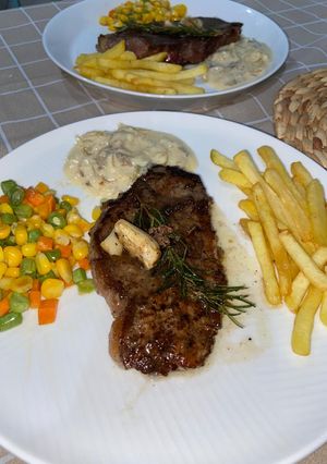 Foto resep Beef steak with mushroom sauce