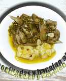 Verduras confitadas con bacalao al pil pil