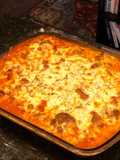 Baked Fettuccine with Meat Sauce and Tons-O-Mozzarella