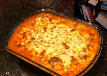 Easiest Way to Recipe Appetizing Baked Fettuccine with Meat Sauce and TonsOMozzarella