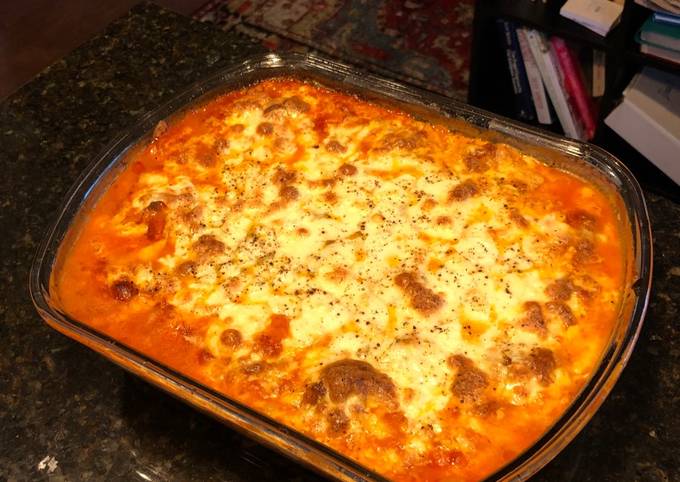 Step-by-Step Guide to Make Homemade Baked Fettuccine with Meat Sauce and Tons-O-Mozzarella