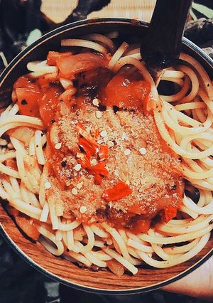 Spaghetti arrabiata (vegán) recept fotója