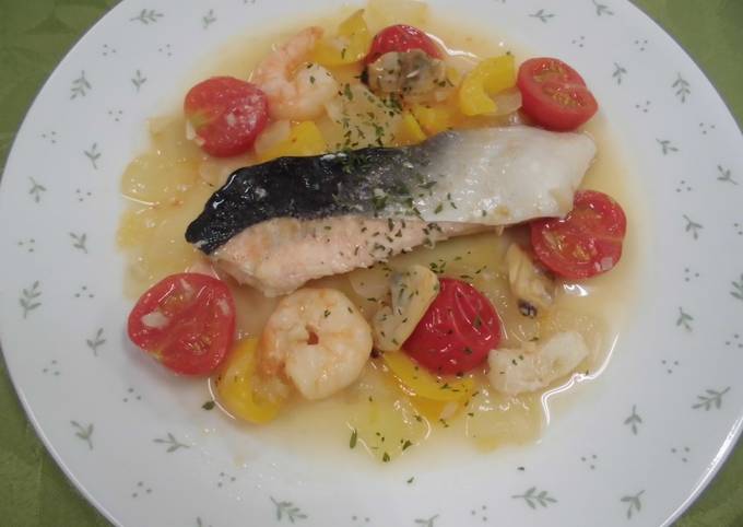 Steps to Make Homemade Acqua pazza style salmon