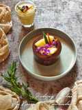 Puding Coklat Vla Nanas Topping Bunga Lavender Dan Kulit Jeruk