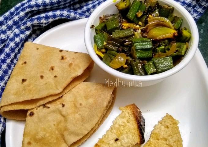 Bhindi and Onion Fry with roasted cumin powder