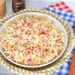 A picture of Old fashioned Mac and cheese salad.