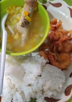 Foto resep Sup Ceker Jagung Manis 'n Udang Goreng (non msg)