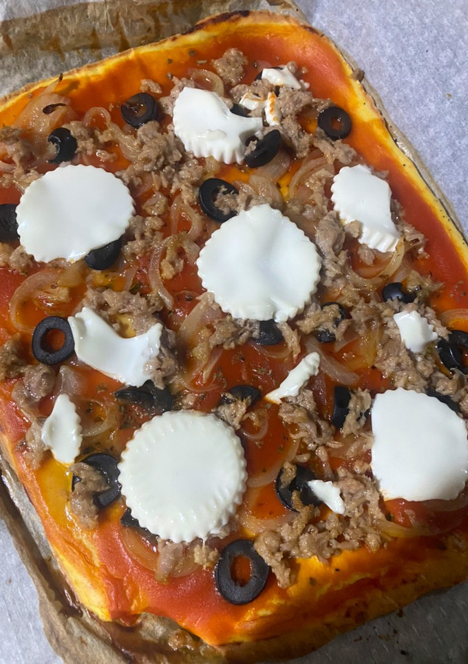 Una foto de Pizza fit de pollo