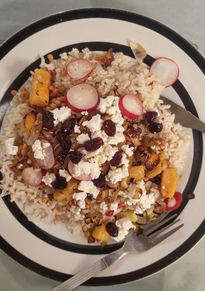 A picture of Squash and feta warm salad.