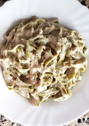 Una foto de Fettuccine con salsa cremosa de berenjena