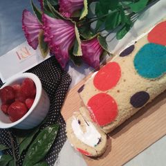 A picture of Polka Dot Swiss Roll #Foodies&Freinds #CookpadApp.