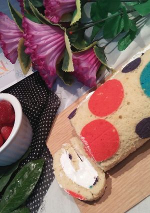 A picture of Polka Dot Swiss Roll #Foodies&Freinds #CookpadApp.