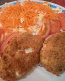 Papas rellenas revolcadas en machaca, fritas en horno freidora