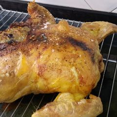 A picture of Roast boneless chicken with chestnut, cranberry, apple, brown rice and rum stuffing.