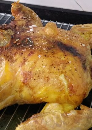 A picture of Roast boneless chicken with chestnut, cranberry, apple, brown rice and rum stuffing.