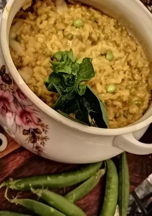 Une photo de Risotto aux petits pois grana padano