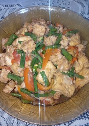 Foto resep Oseng kacang panjang, tahu, tempe