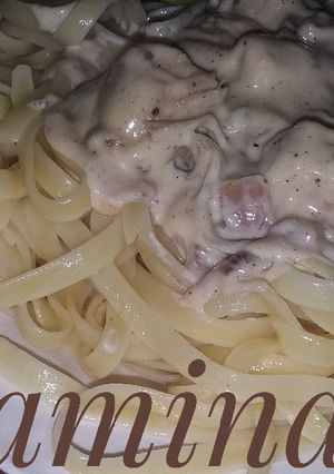 صورة لوصفة سباغيتي بالصلصة البيضاء 😋