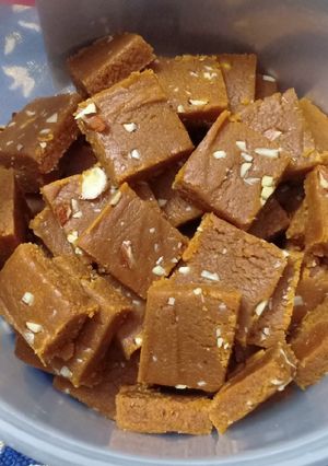 A picture of Malai besan burfi.