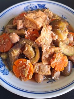 Hình của món Đậu hũ kho cà tím, cà rốt (món chay).