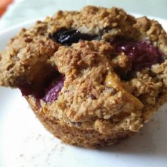 A picture of Oats, Jackfruit and Blueberry Muffins (gluten, egg, sugar free).