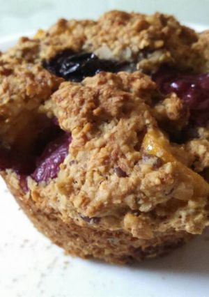 A picture of Oats, Jackfruit and Blueberry Muffins (gluten, egg, sugar free).