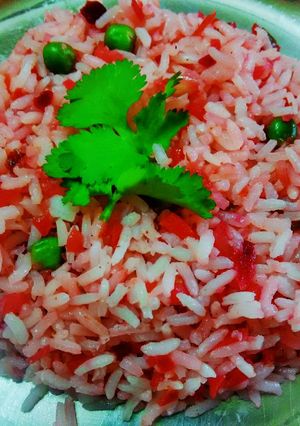 A picture of Beetroot Pulav.