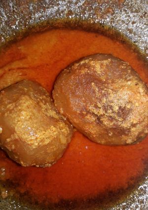 A picture of Kashmiri dum aloo.