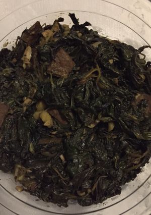 صورة لوصفة الملوخية الخضراء على الطريقة الشامية 😋