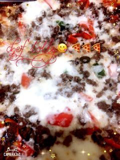 صورة لوصفة بيتزا باللحمه المفرومه والباربيكيو سهله ولذيذه وشهيه 🍕🍕🍕