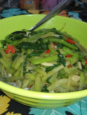Resep Tumis kangkung labu Siam saos teriyaki yang Bikin Ngiler
