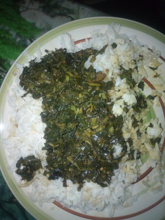 A picture of Rice and vegetables.