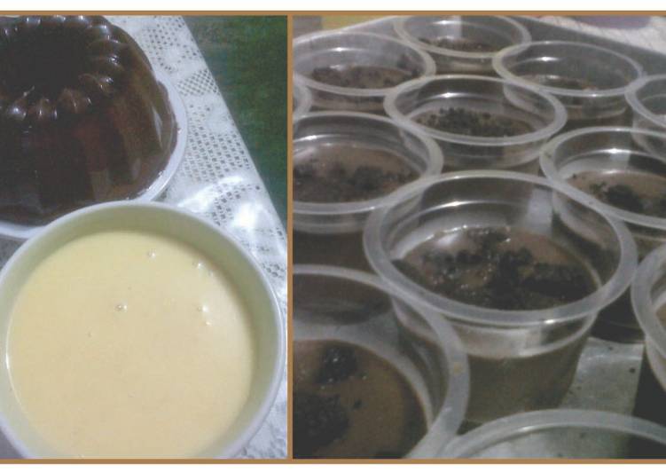 Cara menyajikan Puding Coklat Vla Nutrisari  yang Enak