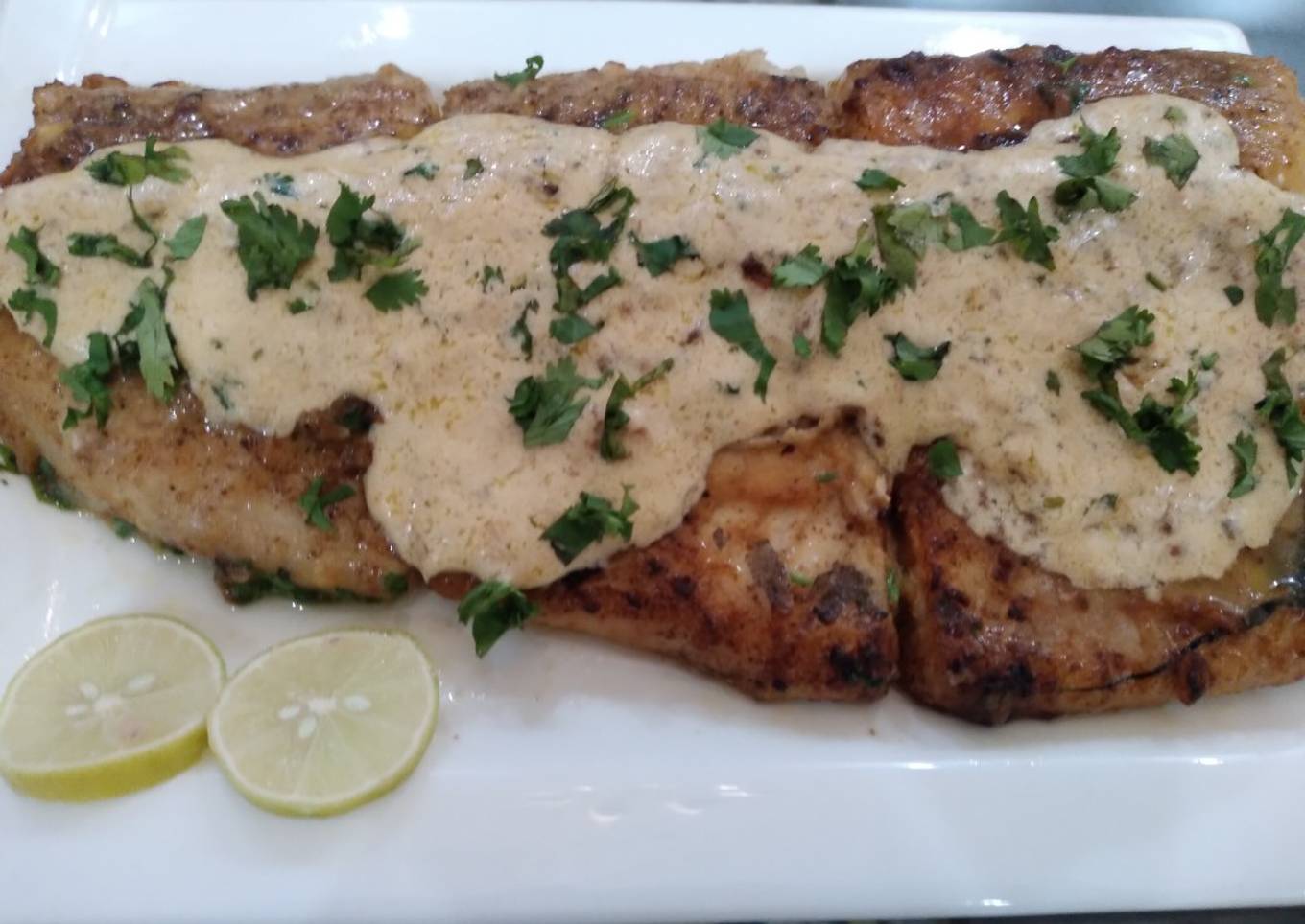 Grilled fish & lemon butter sauce