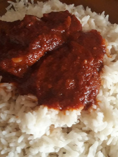 A picture of Rice and stew.