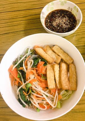 Hình của món Bún gạo xào chay.