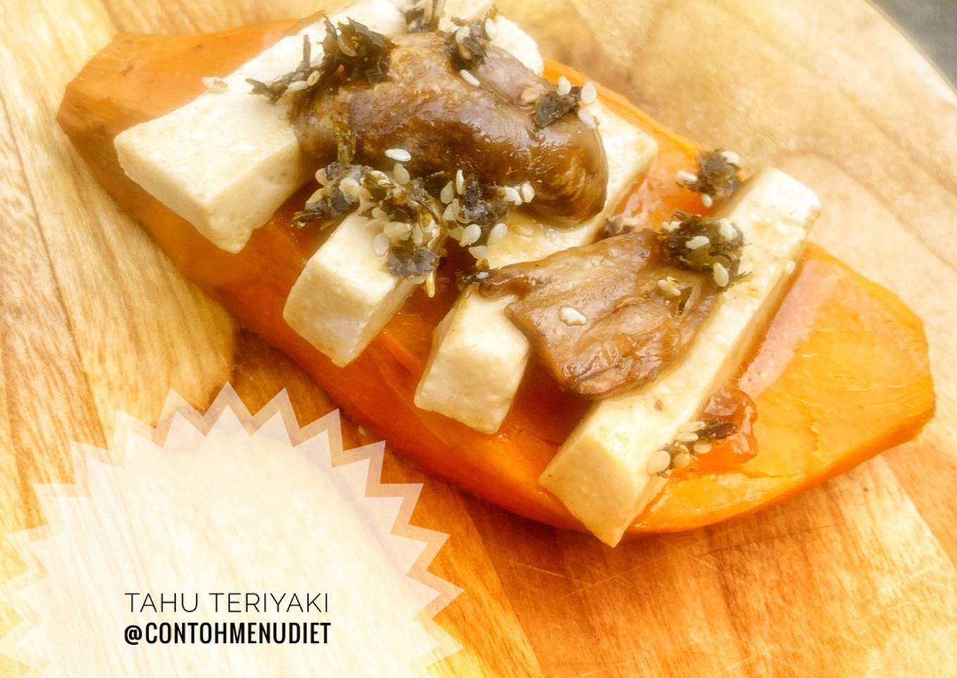 Vegan tahu teriyaki ubi kuning