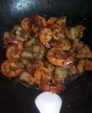 Ba rọi tôm rim. Ăn sạch nồi cơm