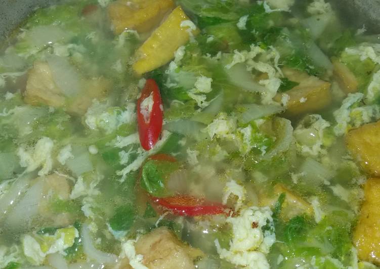 Sayur sawi putih tahu + telur