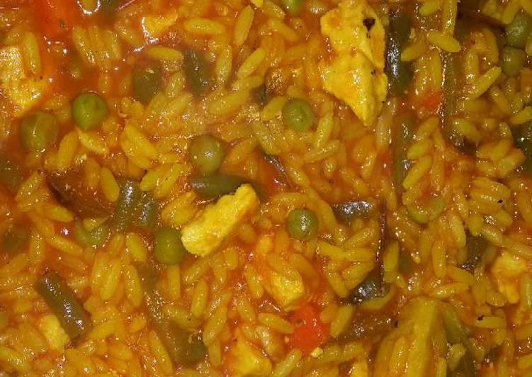 Paella de pollo y verduras🍗