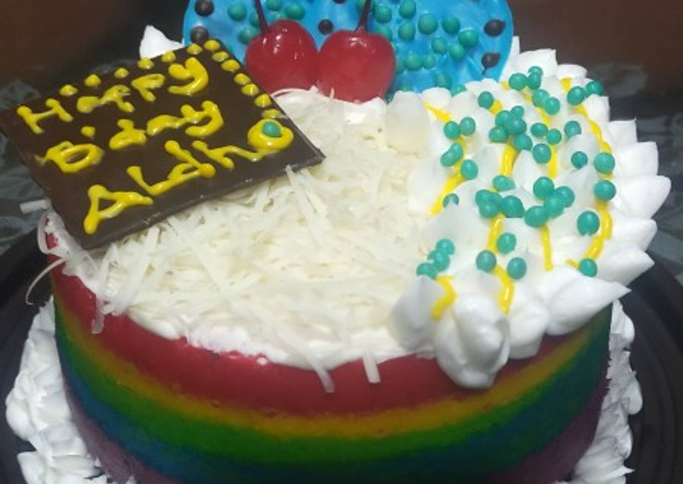Kue ultah rainbowcake