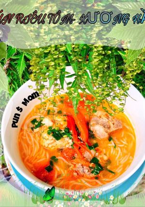 Hình của món Bún riêu tôm xương hầm.