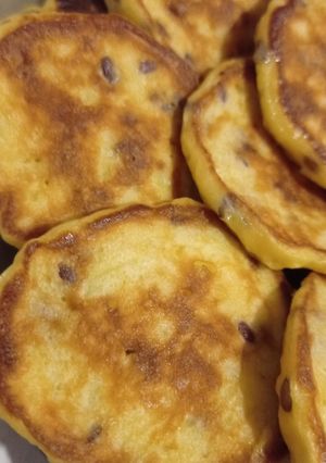 Фото Яблучні оладки з насінням льону і творогом 😋.
