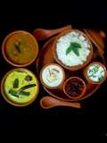 Tamilnadu Thali - rice, sambar, mor kuzhambu, beetroot poriyal, payasam, buttermilk for lunch